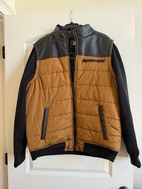 Men's Two-Tone Quilted Jacket - Brown & Black
